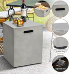 2-Piece 54" Outdoor Propane Fire Pit Table Set W 16" Tank Cover Side Table, 50,000 BTU Rectangle Concrete Fire Pit Coffee Table, Lava Rocks, Rain Cover for Patio, Backyard, Garden, Porch, Deck
