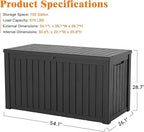 Outdoor Storage Box - Lockable Waterproof UV-Resistant Resin Deck Box for Patio Cushions, Pool Accessories (Black, 150 Gallon)