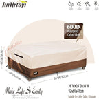 Outdoor Coffee Table Cover Waterproof, Patio Rectangular Side Table Covers, 36W x 24D x 16H Inches Outdoor Tables Cover,Beige&Brown