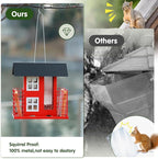 Metal Bird Feeders for Outdoors Hanging with 2 Suet Cage Cake Squirrel Proof Hanging Suet Feeder Large Capacity Wild Bird Feeder Easy Clean&Anti-Rust Attracting Birdhouse Red