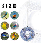 VCUTEKA Bird Feeder Mosaic Fly Through Bird Feeders for Outside Hanging with Round Shape Glass Container to Attract More Wild Birds for Garden, Yard, Backyard, Deck and Porch Decor, 8-Inch