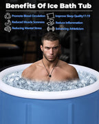 XL Ice Bath Tub for Athletes & Adults - 105 Gallons, Cold Plunge Tub with Cover, Inflatable Ice Bath Barrel for Indoor Outdoor - Blue