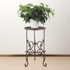 OwnMy Cast Iron Tall Plant Stand Heavy Duty Vintage Wrought Iron Flower Pot Holder, Decorative 1-Tier Potted Plant Holder Rack, Indoor Outdoor Large Metal Plant Stand for Patio Garden, Red Bronze