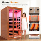 1-2 Person Home Sauna Low EMF Far Infrared Sauna with Red Light Bluetooth Speakers Indoor Dry Sauna 1550W 110V 39.37"x35.43"x74.8"