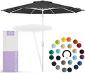 Midtown Umbrellas The Swilt 8 Feet Patio Umbrella in Sunbrella Black & White Acrylic Fabric - Fiberglass Ribs, Auto-Tilt Aluminum Frame For Backyard, Deck, Garden, Pool - White Pole