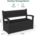 70 Gallon Outdoor Storage Bench, Deck Box Bench with Armrest, Lockable Outside Benches with Storage, Deck Boxes Waterproof for Pool Patio Garden (Black)