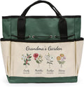 Personalized Garden Tools Set for Women: Custom Text Garden Tool Bag and Garden Shovel & Transplant Shovel & Hand Rake - Gardening Gifts for Mom Grandma Gardening Lover (4 Flowers)