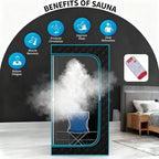 Sauna,Portable Steam Sauna,Fold-able Wet Sauna Tent Set with 2.5L 1500W Steamer,Full Size Home Sauna,with Folding Chair,Remote Control,Blue Sauna for Gym,Pilates,Garage,Hot Tub