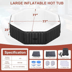 LILYPELLE Inflatable Hot Tub 4-6 Person, Octagonal Portable Hot Tub with 130 Bubble Jets, Large Outdoor Spa Bathtub Set Included Heater Pump, Filter and Insulated Cover, 77" X 77" X 25"