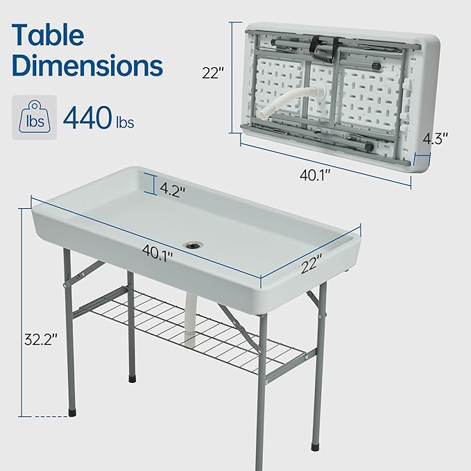 Outdoor Ice Cooler Folding Table, Portable Cooler Table with Removable Matching Skirt, Chill Table for Party BBQ Camping Wedding White