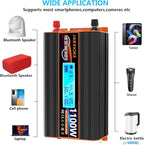 1100 Watt Pure Sine Wave Power Inverter 12V DC to 110V 120V Converter for Family RV Off Grid Solar System Car with Type-C Ports 2 AC Power Outlets Dual USB Ports LCD Display Wireless Remote Control…