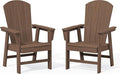 SERWALL Outdoor Adirondack Dining Chair Set of 2, All Weather HDPE Patio Chairs, Brown
