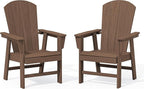 SERWALL Outdoor Adirondack Dining Chair Set of 2, All Weather HDPE Patio Chairs, Brown