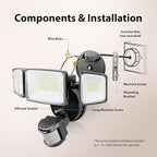 Onforu 75W LED Motion Sensor Outdoor Lights, Dusk to Dawn Flood Light Outdoor Motion Sensor, Hardwired Security Lights Floodlights Outside 7500LM 6500K Daylight IP65 Waterproof (Black)