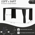 Gazebo Universal Replacement Privacy Curtain,12'×16' Gazebo Outdoor Waterproof Curtains, 4-Panels Sidewall Curtains with Double Zipper for Patio Canopy, Garden and Backyard (Curtain Only)
