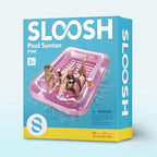 SLOOSH Inflatable Tanning Pool Lounger Float, 85" x 57" Extra Large Pool Floats Adult with Pillow, 4 in 1 Suntan Tub Raft Floatie,Sunbathing Bed Lounge for Water Blow Up Ball Pit Party Gifts, XL-Pink