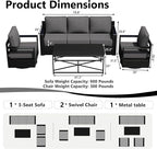 Outdoor Patio Furniture Set, 4-Piece Aluminum Patio Conversation Set All-Weather Metal Outdoor Sectional with 6 Inch Thick Cushions, Deep Setting for Garden, Outside and Porch