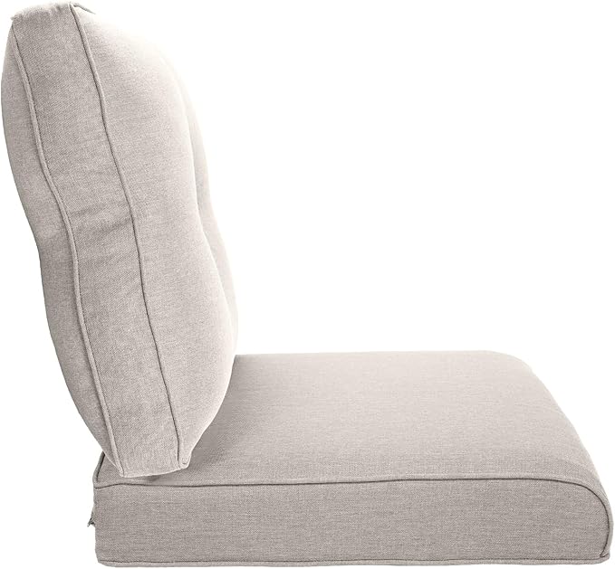 Pop 22x25/22x24 Outdoor Furniture Cushions Set of 6 - Comfortable Patio Chair Cushion for Rattan Wicker Dining Rocking Swivel Chairs Loveseat Couch L-Shape Sectional Sofa - Beige/Button