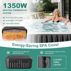 DoCred 4-6 Person Inflatable Hot Tub, 73" X 73" X 25" Square Blow up Portable Hot tub with 130 Bubble Jets, Large Outdoor Spa Bathtub Set Included Heater Pump, Insulated Cover and Filter