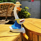 Handside Garden Statues Couple Animal Cartoon Resin Cute Sitting Sculpture Goose Lovers Figurine Gift for Wedding Art Decor Goose for Yard Home Patio and Office