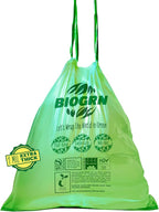2.6-3 Gallon Compostable Trash Bags Drawstring 50 Bags Extra Thick 1 Mil 11.36 Liter Small Biodegradable Trash Bags for Kitchen Countertop Bin ASTM D6400, US BPI and OK Compost Home Certified