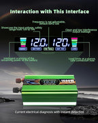 1600W Pure Sine Wave Power Inverters, LVYUAN 3000W Peak Power 12V DC to AC 120V Converter for Vehicle, RV, Off-Grid Solar, Remote Control 4 AC Outlets, 4 USB Ports Inverter with LCD Display