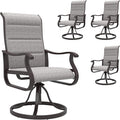 Amopatio Padded Patio Swivel Chairs Set of 4, Outdoor Dining Chairs with Ultra Soft Textilene High Back Seat & Metal Rocker Frame, for Backyard Deck Garden (Light Gray)