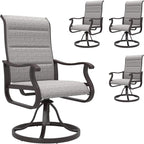 Amopatio Padded Patio Swivel Chairs Set of 4, Outdoor Dining Chairs with Ultra Soft Textilene High Back Seat & Metal Rocker Frame, for Backyard Deck Garden (Light Gray)