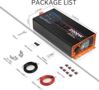 2000W Pure Sine Wave Inverter, Car Power Inverter 12V to 110V 120V, DC to AC Converter Generator with AC Outlets 3.0A USB Type-C, Remote Controller LCD Display Truck Inversor for Vehicles, RV