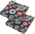 Magpie Fabrics Indoor Outdoor Waterproof Square Chair Cushion, 18" x 18" x 2.5", 2 Pack, Water Resistant Seat Cushions, for Patio Garden Office, Floral Navy