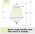 14ft Two Person Outdoor Hammock, Portable Camping with Folding Steel Spreader Bar, Carrying Bag, Carabiners, Tree Straps, Pillow & Sidebag, Quick Dry Textilene, 550 lbs Capacity (Lemon)