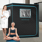 Smartmak Full Size Steam Sauna Tent, Portable Whole Body Home Spa Room, 1 or Two Person Large Space, Steamer NOT Included (47.28" x 35.46" x 63" Blackgreen)
