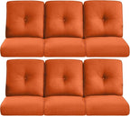 Pop 22x25/22x24 Outdoor Furniture Cushions Set of 6 - Comfortable Patio Chair Cushion for Rattan Wicker Dining Rocking Swivel Chairs Loveseat Couch L-Shape Sectional Sofa - Orange/Button