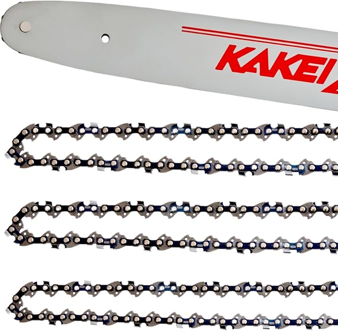 KAKEI 18 Inch Chainsaw Bar& Chain Combo .325" Pitch, .063" Gauge, 74 Drive Links (3 Chains+ 1 Bar)