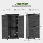 MCombo Outdoor Storage Cabinet, Garden Storage Shed, Outside Vertical Shed with Lockers, Outdoor 63 Inches Wood Tall Cabinet for Yard and Patio 0870 (Grey)