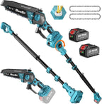 SEESII 2-in-1 Pole Saws for Tree Trimming: Electric Mini Chainsaw 6 Inch Cordless, 2 x 4000mAh Batteries Tree Pruner, Brushless Chain Saw with Extension Pole for Limb Branch Cutter,16Ft Reach