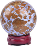 JIC Gem Large Crystal Ball Sphere Yellow Agate Healing Crystal Gemstone Ball with Display Stand Home Decor Meditation Grid Energy Balance (90-100mm)