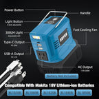 Power Inverter for Makita 18V Battery: Portable Power Supply Inverter Convert - 200W DC 18V to AC 110V~120V Battery Powered Outlet with 2 USB&AC&Type-C Phone Charger Power Station