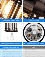 VIANIS Outdoor Pendant Light, Brown Outdoor Chandelier Sconce, Oil Rubbed Bronze Porch Lights Ceiling, Waterproof Hanging Lights for House, Patio, Garden, Anti-Rust, 100% Aluminum