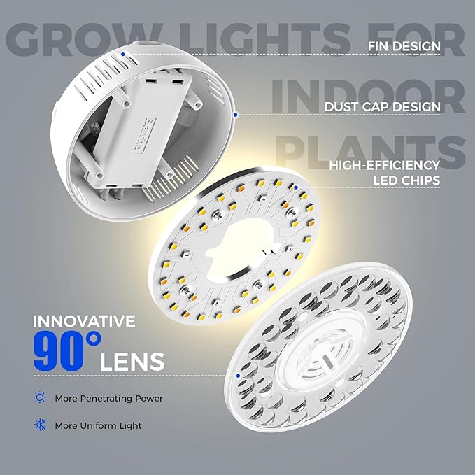 Barrina Orbgrow OG09 Puck LED Grow Light with 660nm Red LEDs, 18W(2 x 9W, 270 Watt Equiv), Plant Lights for Indoor Plants Full Spectrum, Magnetic & Linkable, Small Grow lamp for Plant Shelf, 2 Packs