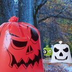 Halloween Pumpkin Lawn Bags, Large Reusable Leaf Bags with Twist Ties, Fall Outdoor Decorations, 8 Pack 24 * 30 Inch