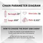 E & S 3 Pack 20 Inch Chainsaw Chain .325" Pitch .050" Gauge 78 Drive Links Semi-Chisel Chain Saw Chains for Husqvarna, Poulan, Craftsman, Greenworks and More Chainsaw Brands