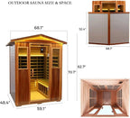 Red Cedar 4 Person Outdoor Ultra-Low EMF（0.5mg） Infrared Sauna, Multi-Person Home Sauna spa, 2160w,12 Heating Panels, LCD Control Panel, Bluetooth Speaker, Chromotherapy Lights, Reading lamp