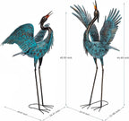 Natelf Garden Crane Sculptures & Statues, Blue Heron Decor Outdoor Large Bird Yard Art, Standing Metal Herons Lawn Ornaments for Home Patio Porch Backyard Decorations(Set of 2)