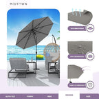 Midtown Umbrellas 10-Year-No-Fade - 10 Ft - UV Proof Charcoal Grey Polyester Fabric - Umbrella Outdoor Patio, Aluminum Frame Large Patio Umbrella for Garden, Pool & Deck - Black Pole