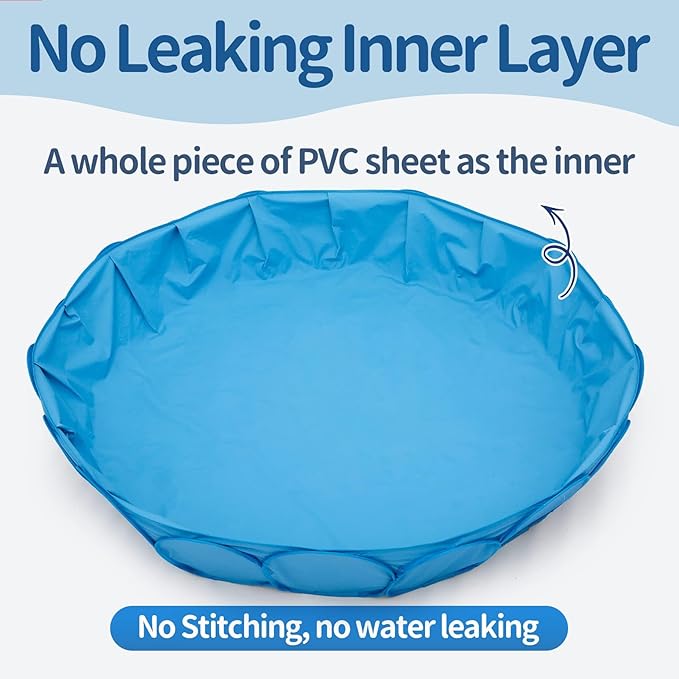 Alvantor Pet Swimming Pool - Foldable, Portable Dog Bathing Tub and Kiddie Pool - Indoor/Outdoor Fun - 63"x12" - Patent Pending