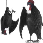 Tenceur 1 Piece Faux Vulture Effigy 18'' Large Fake Vulture Decoys Simulated Full Feathered Realistic Bird Black Hanging Faux Bird Scarecrow for Yard Roofs Trees Garden