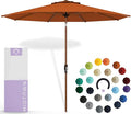 Midtown Umbrellas Sunbrella Umbrella Outdoor Patio Umbrella 2-9 Feet in Terracotta Acrylic Fabric, Auto-Tilt Aluminum Frame For Backyard Umbrella, Deck Umbrella & Porch Umbrella - Wooden Pole