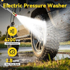 Electric Pressure Washer, Power Washer with Foam Cannon, High Pressure Cleaning Machine with 4 Quick Connect Nozzles for Cars/Fences/Driveways/Patios/Home Cleaning