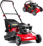 Self Propelled Lawn Mower Gas Powered with 50L Grass Bag Big Wheels 131cc Gas Engine 3 in 1 Mulch Bag Side Discharge Rear Wheel Drive for Hills Uneven 131CC